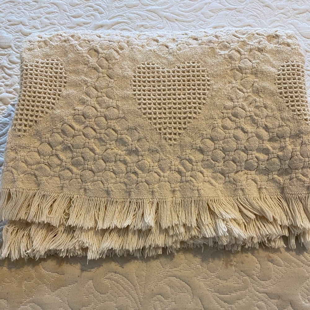 Woven Afghan with Heart design